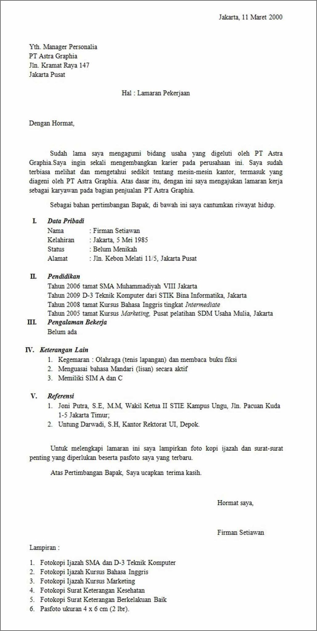 Detail Lampiran Dalam Surat Lamaran Pekerjaan Nomer 41