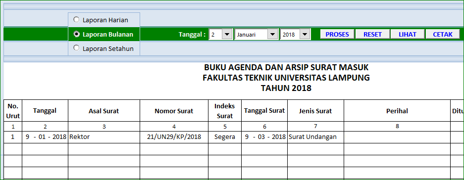 Detail Laporan Surat Masuk Dan Surat Keluar Nomer 25