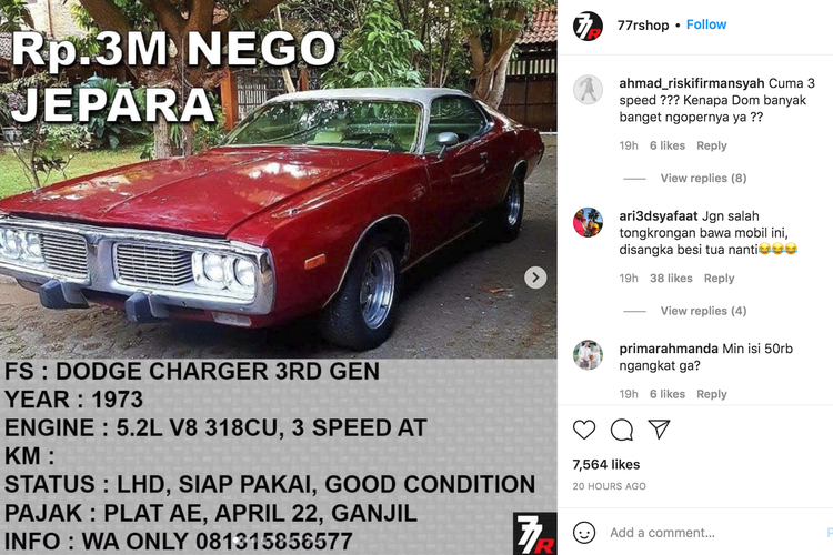 Detail Mobil Dodge Charger Dominic Toretto Nomer 45