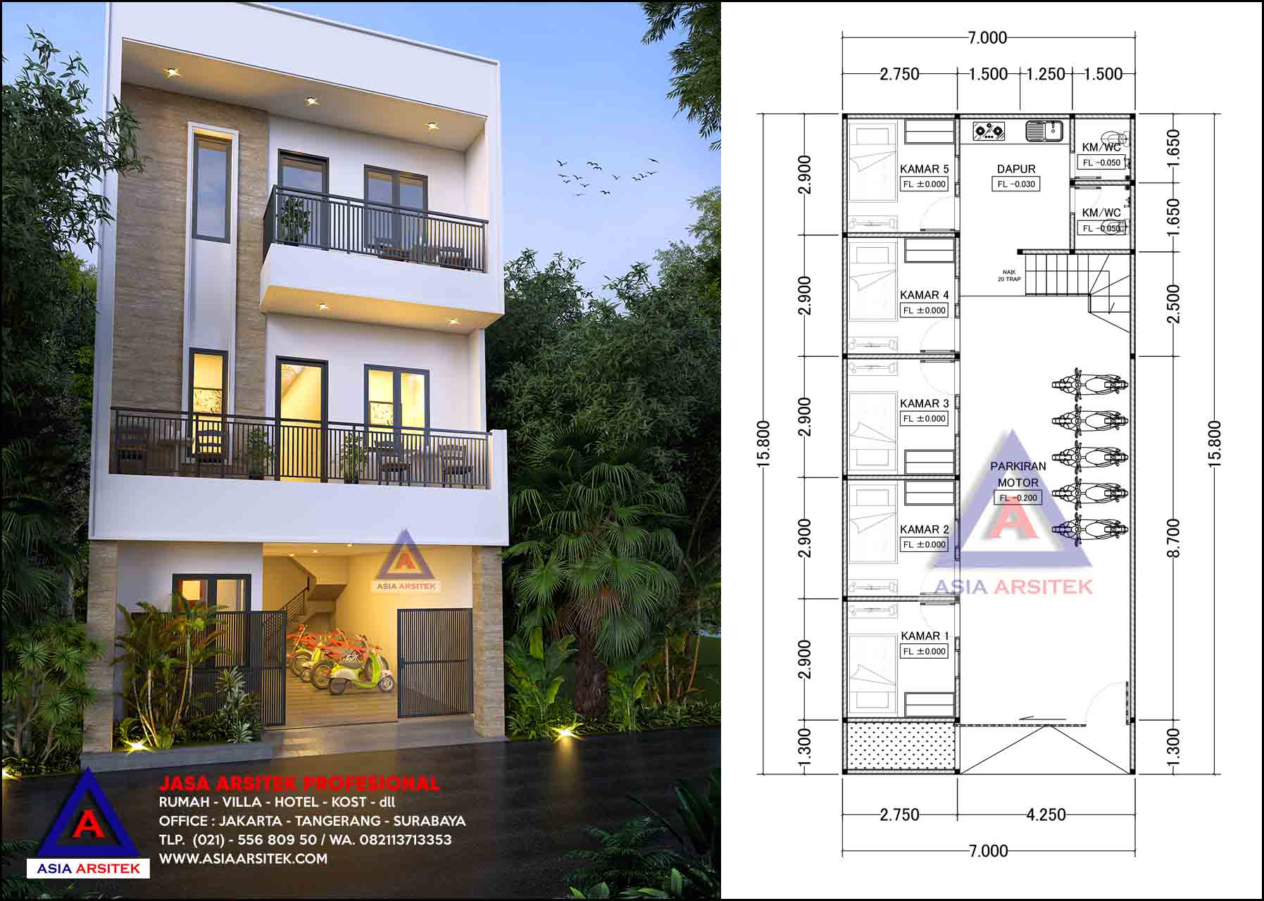 Detail Desain Rumah Kost Sederhana 2 Lantai Nomer 11