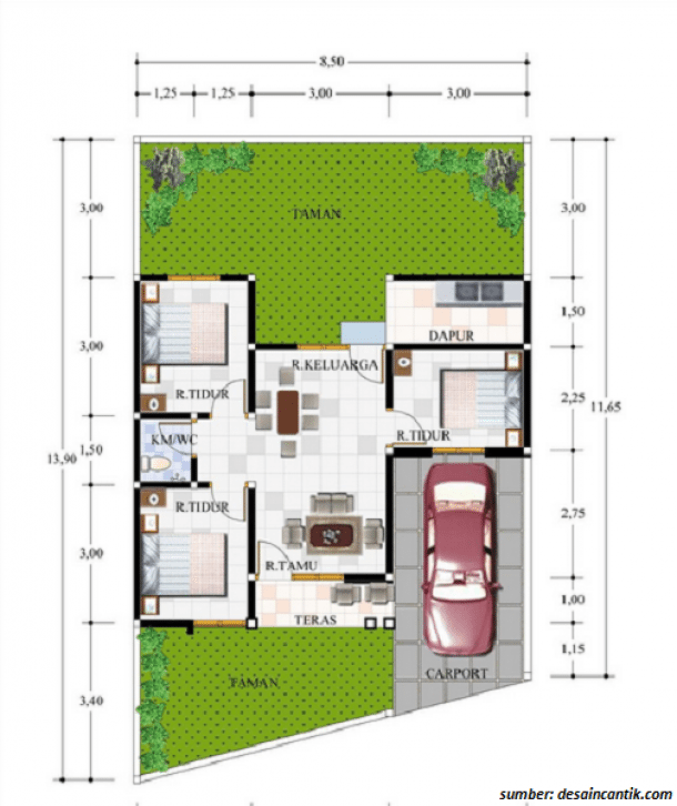 Detail Desain Rumah Luas Tanah 65 M2 Nomer 11