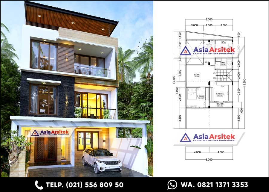 Detail Desain Rumah Minimalis Modern 2 Lantai 3 Kamar Tidur Nomer 42