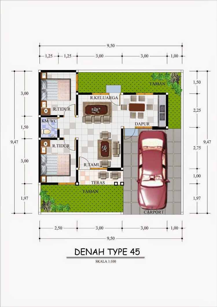 Detail Desain Rumah Minimalis Type 45 Lantai 2 Nomer 30