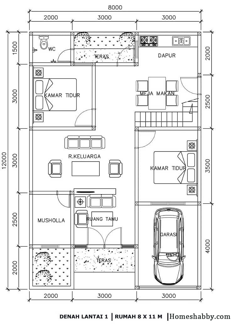 Detail Desain Rumah Minimalis Ukuran 8x11 Meter Nomer 5