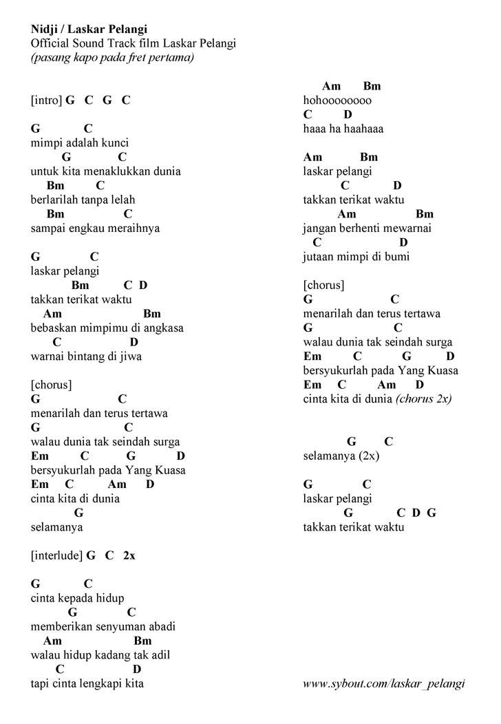 Detail Laskar Pelangi Chord Gitar Nomer 3