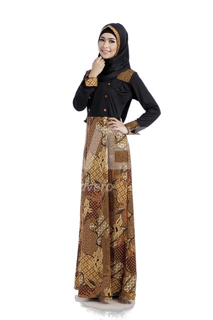Detail Model Baju Batik Gamis 2017 Nomer 37