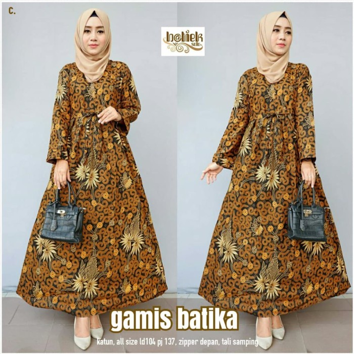 Detail Model Baju Batik Gamis 2018 Nomer 47