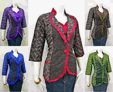 Detail Model Baju Batik Kerja Kombinasi Kain Polos Nomer 46