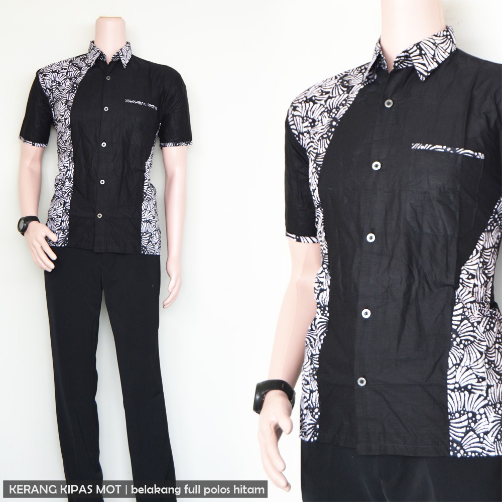 Detail Model Baju Batik Kombinasi Polos Pria Nomer 20