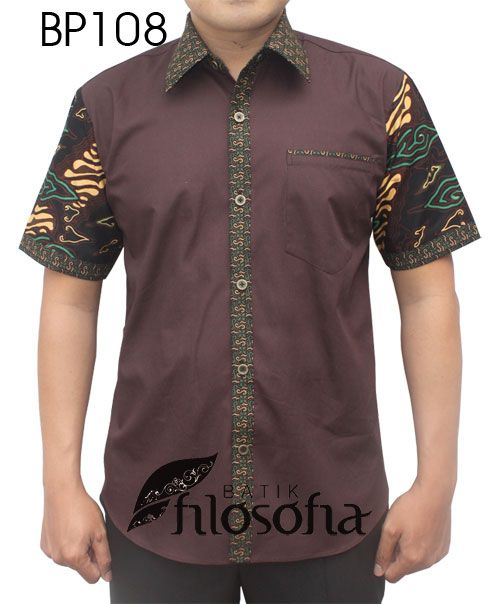 Detail Model Baju Batik Kombinasi Polos Pria Nomer 44