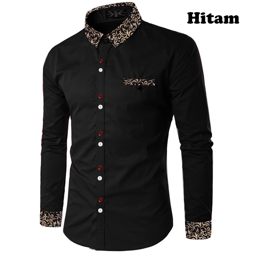 Detail Model Baju Batik Kombinasi Polos Pria Nomer 52