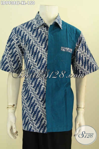 Detail Model Baju Batik Kombinasi Polos Pria Nomer 54