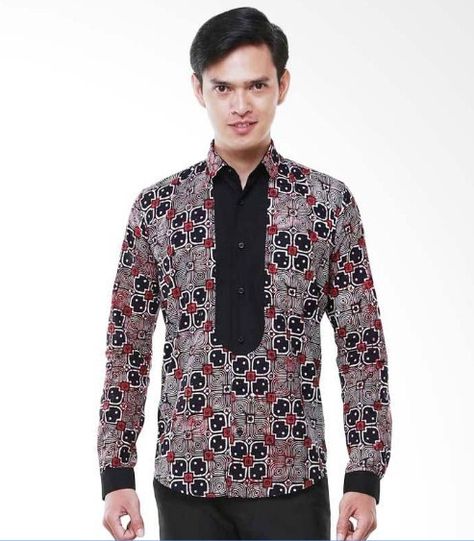 Detail Model Baju Batik Kombinasi Polos Pria Nomer 55