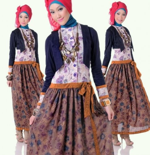 Detail Model Baju Gamis Batik 2017 Nomer 26