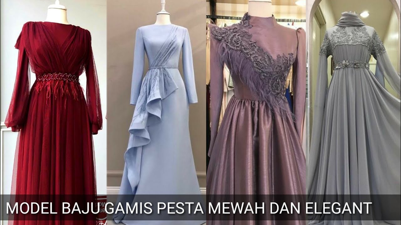 Detail Model Baju Gamis Pesta Mewah Nomer 23