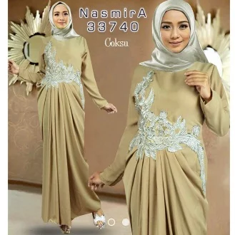 Detail Model Baju Gamis Renda Tempel Nomer 11