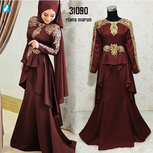 Detail Model Baju Gamis Renda Tempel Nomer 15
