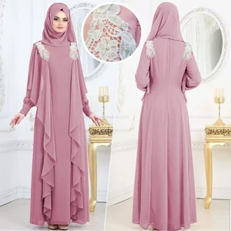 Detail Model Baju Gamis Renda Tempel Nomer 16