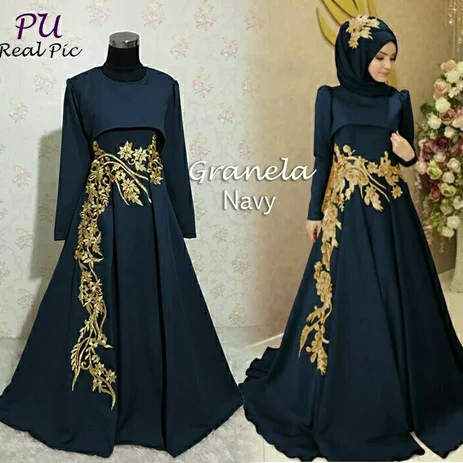 Detail Model Baju Gamis Renda Tempel Nomer 31