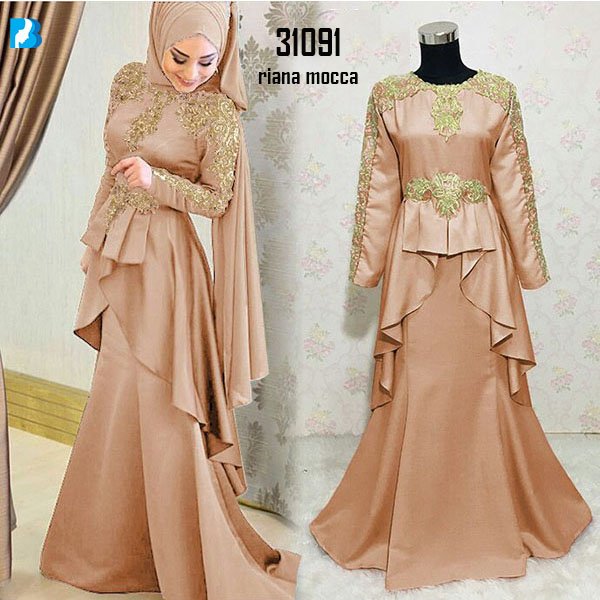 Detail Model Baju Gamis Renda Tempel Nomer 35