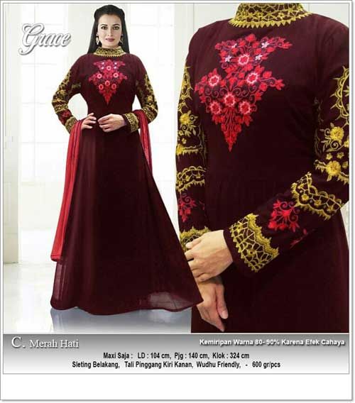 Detail Model Baju Gamis Renda Tempel Nomer 41