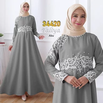 Detail Model Baju Gamis Renda Tempel Nomer 45