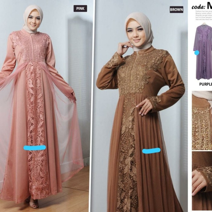 Detail Model Baju Gamis Renda Tempel Nomer 10