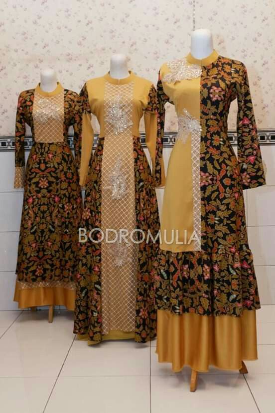 Detail Model Baju Syari Batik Kombinasi Polos Nomer 7