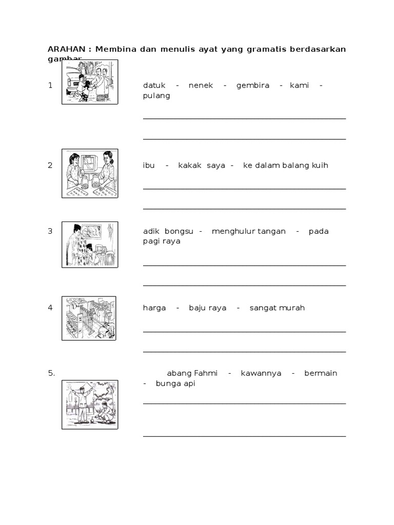 Detail Latihan Bina Ayat Berdasarkan Gambar Nomer 42