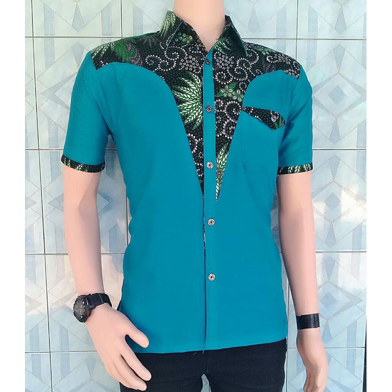 Detail Model Batik Kombinasi Polos Pria Nomer 20