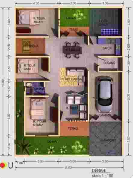 Detail Model Denah Rumah Minimalis Nomer 44