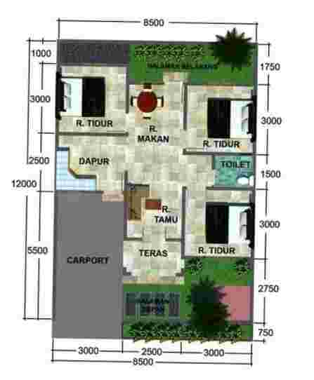 Detail Model Denah Rumah Minimalis Nomer 47