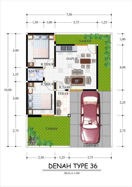 Detail Model Desain Rumah Type 36 Nomer 17