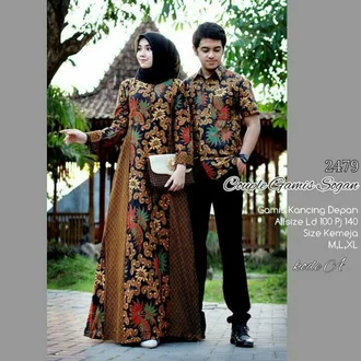 Detail Model Gamis Batik Pesta Terbaru Nomer 4