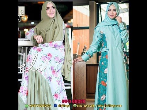 Detail Model Gamis Kembang Kombinasi Polos Nomer 4