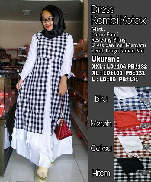 Detail Model Gamis Kotak Kotak Kombinasi Terbaru Nomer 15