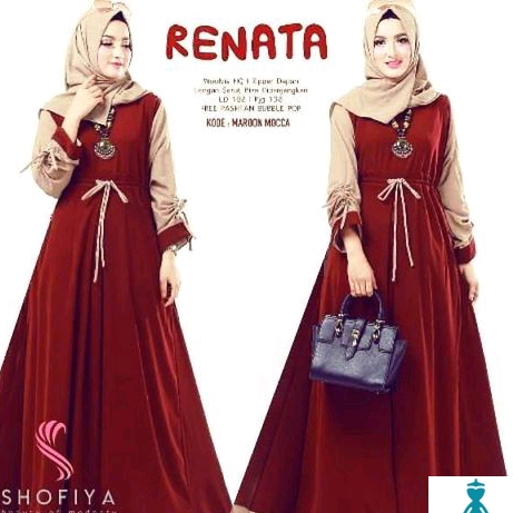 Detail Model Gamis Merah Maroon Kombinasi Nomer 11