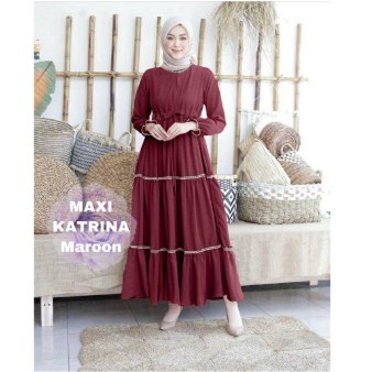 Detail Model Gamis Merah Maroon Kombinasi Nomer 12