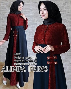 Detail Model Gamis Merah Maroon Kombinasi Nomer 20