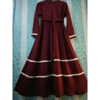 Detail Model Gamis Merah Maroon Kombinasi Nomer 22