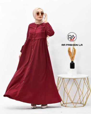 Detail Model Gamis Merah Maroon Kombinasi Nomer 23