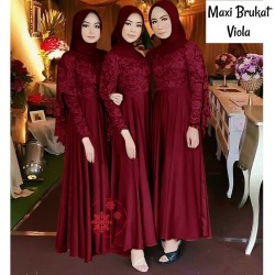 Detail Model Gamis Merah Maroon Kombinasi Nomer 40