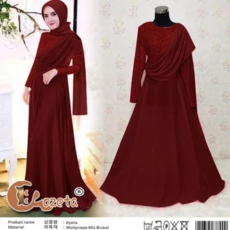 Detail Model Gamis Merah Maroon Kombinasi Nomer 48