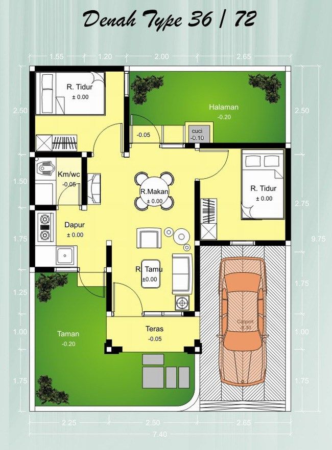 Detail Layout Rumah Type 36 Nomer 36