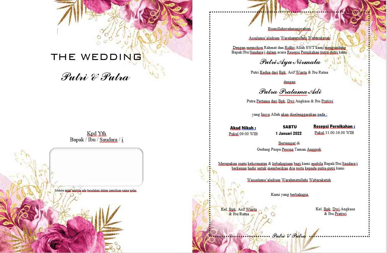 Detail Layout Undangan Pernikahan Nomer 53