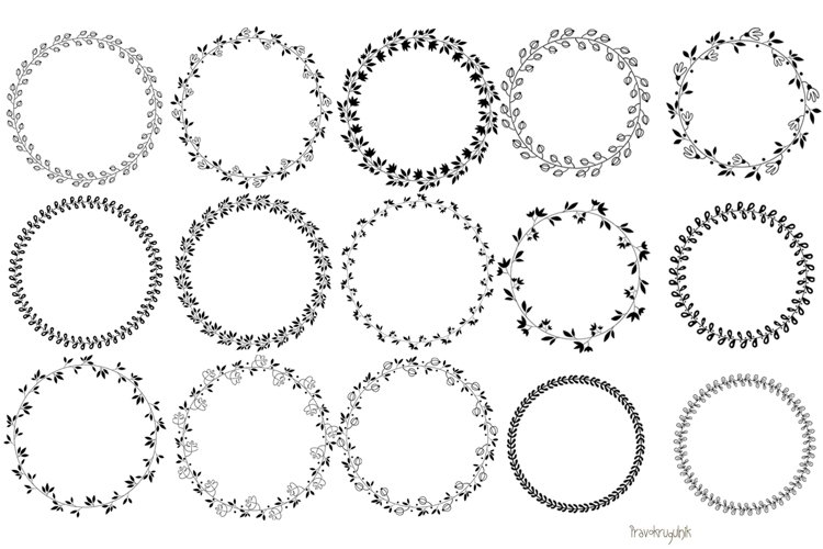 Detail Leaf Wreath Clipart Black And White Nomer 18