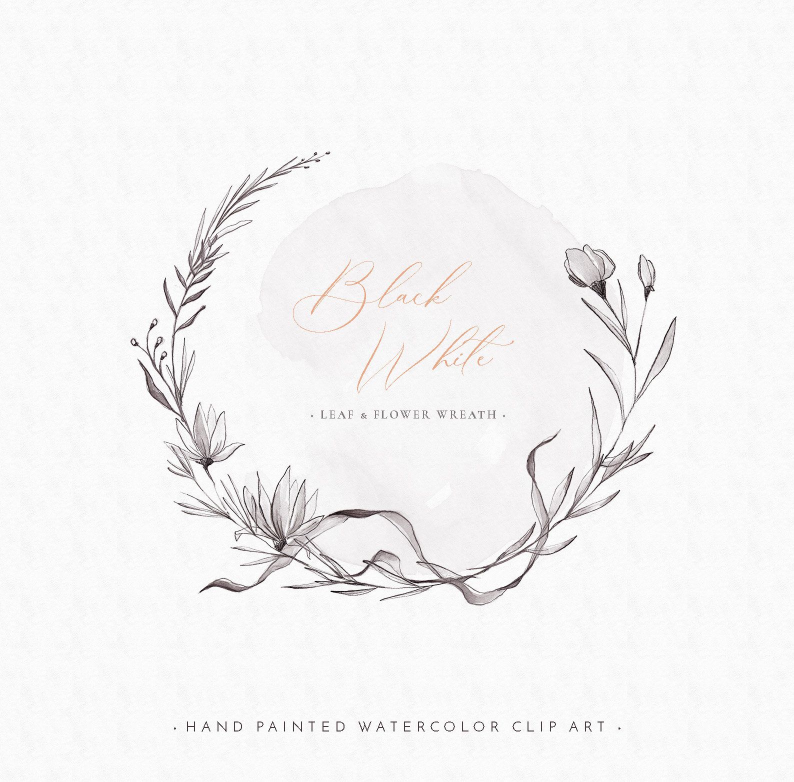 Detail Leaf Wreath Clipart Black And White Nomer 27