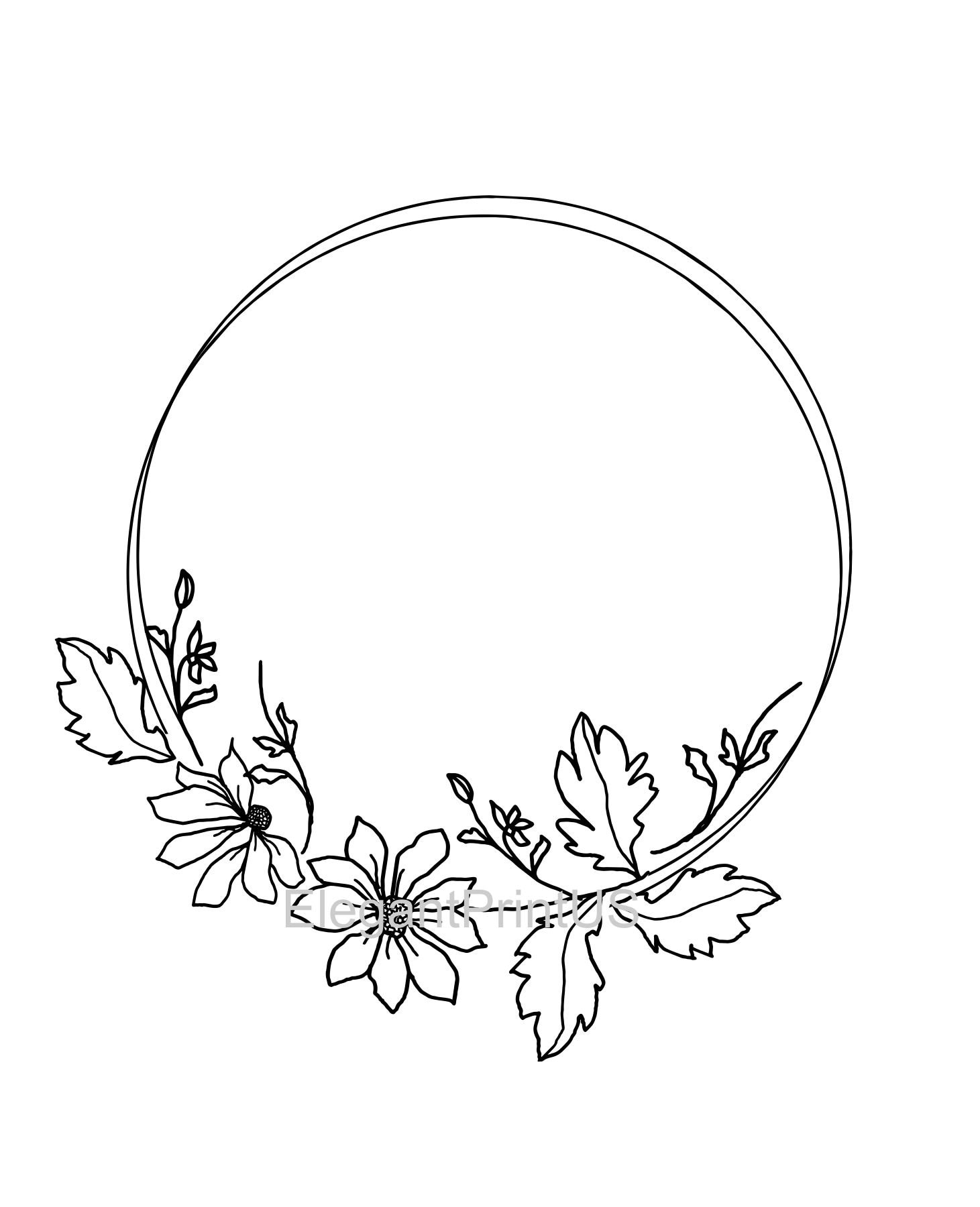 Detail Leaf Wreath Clipart Black And White Nomer 41