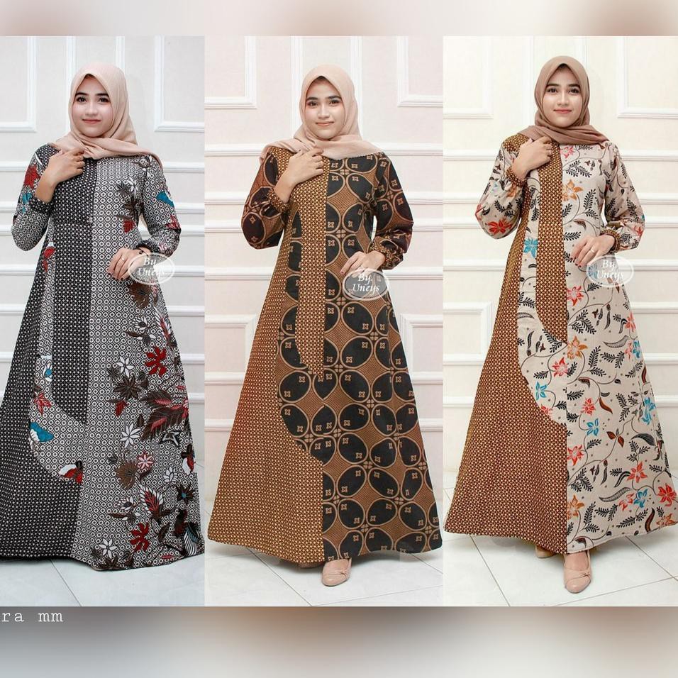 Detail Model Jubah Batik Kombinasi Nomer 12