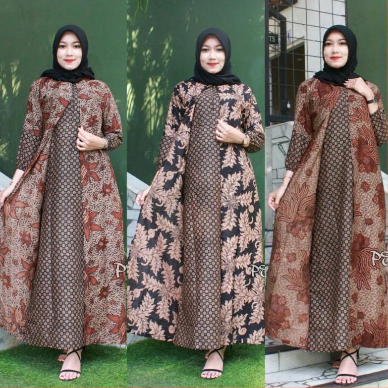 Detail Model Jubah Batik Kombinasi Nomer 56